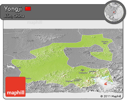 Physical Panoramic Map of Yongji, desaturated