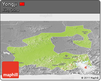Physical Panoramic Map of Yongji, desaturated