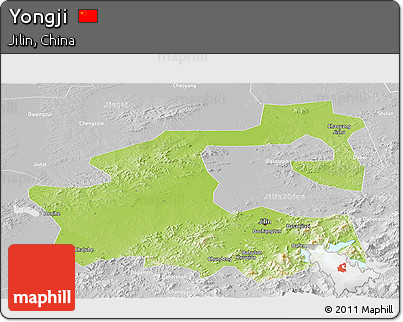 Physical Panoramic Map of Yongji, lighten, desaturated