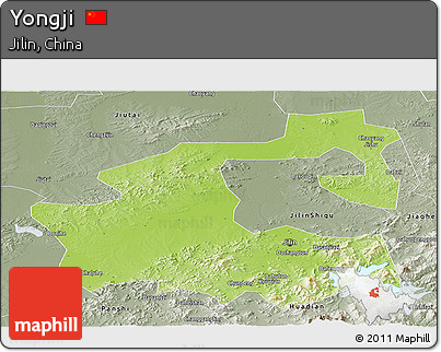 Physical Panoramic Map of Yongji, semi-desaturated