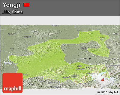 Physical Panoramic Map of Yongji, semi-desaturated
