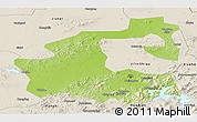 Physical Panoramic Map of Yongji, shaded relief outside