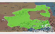 Political Panoramic Map of Yongji, darken, semi-desaturated