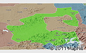 Political Panoramic Map of Yongji, semi-desaturated