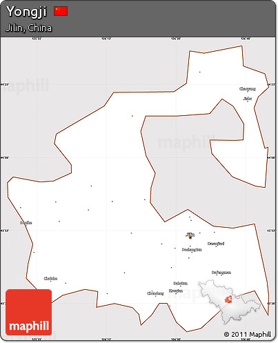 Classic Style Simple Map of Yongji, cropped outside