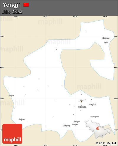 Classic Style Simple Map of Yongji, single color outside