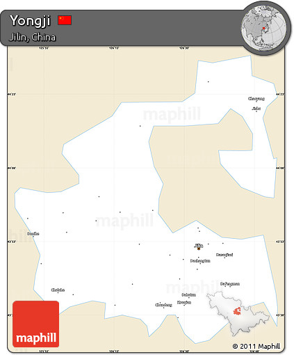 Classic Style Simple Map of Yongji, single color outside