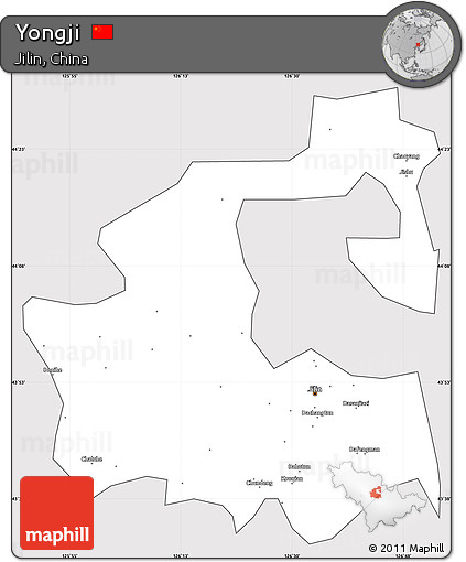 Silver Style Simple Map of Yongji, cropped outside