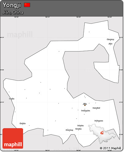 Silver Style Simple Map of Yongji, cropped outside