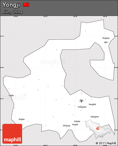Silver Style Simple Map of Yongji, cropped outside