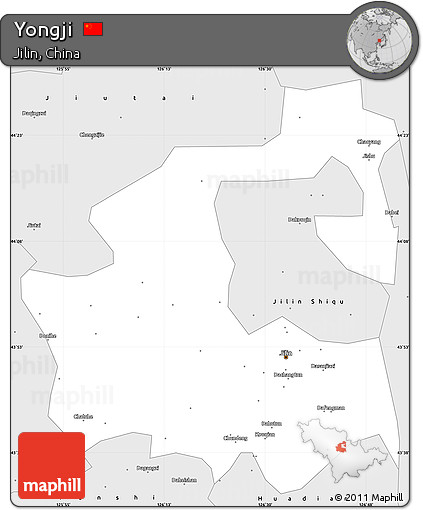 Silver Style Simple Map of Yongji