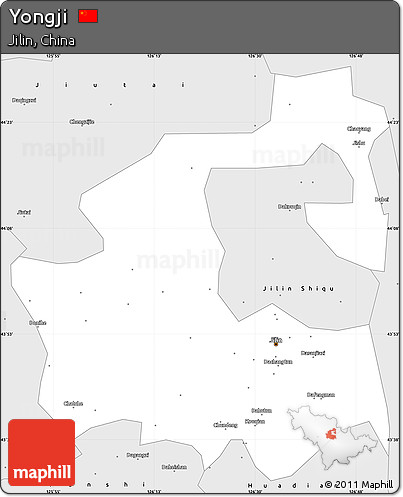 Silver Style Simple Map of Yongji