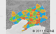 Political 3D Map of Liaoning, desaturated