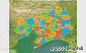 Political 3D Map of Liaoning, satellite outside