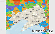 Shaded Relief 3D Map of Liaoning, political outside