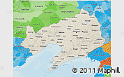 Shaded Relief 3D Map of Liaoning, political shades outside