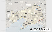 Shaded Relief 3D Map of Liaoning, semi-desaturated