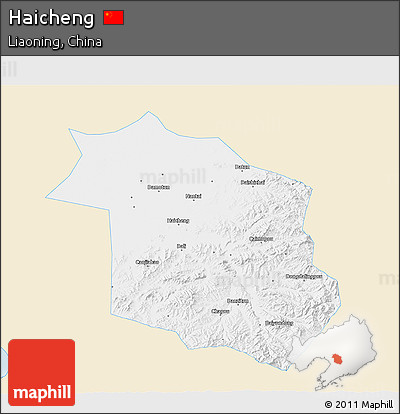 Classic Style 3D Map of Haicheng, single color outside