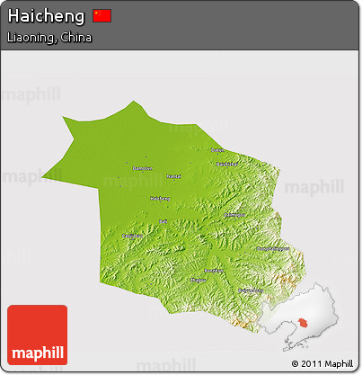 Physical 3D Map of Haicheng, cropped outside