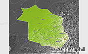 Physical 3D Map of Haicheng, darken, desaturated