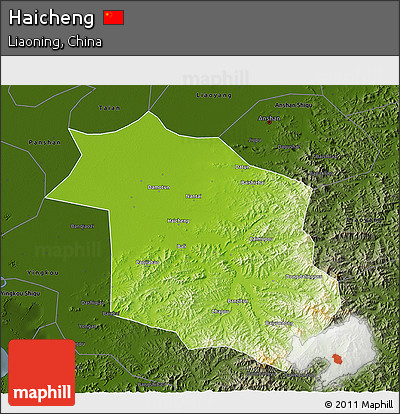 Physical 3D Map of Haicheng, darken