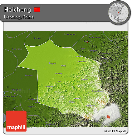 Physical 3D Map of Haicheng, darken