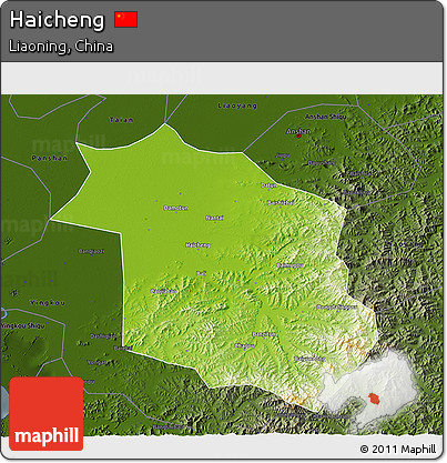 Physical 3D Map of Haicheng, darken