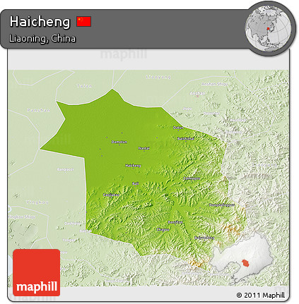 Physical 3D Map of Haicheng, lighten