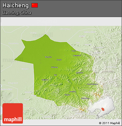 Physical 3D Map of Haicheng, lighten