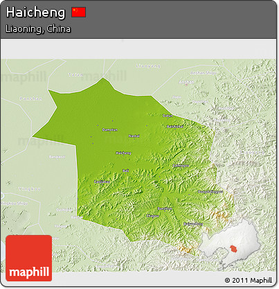 Physical 3D Map of Haicheng, lighten