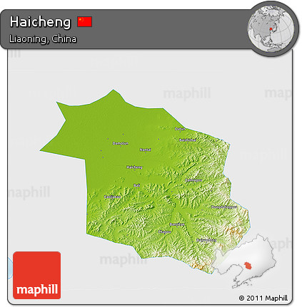Physical 3D Map of Haicheng, single color outside