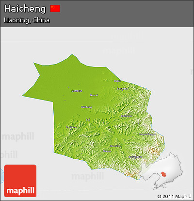 Physical 3D Map of Haicheng, single color outside