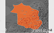 Political 3D Map of Haicheng, darken, desaturated
