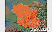Political 3D Map of Haicheng, darken, semi-desaturated