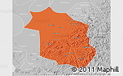 Political 3D Map of Haicheng, lighten, desaturated