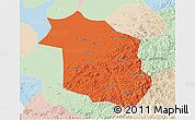 Political 3D Map of Haicheng, lighten