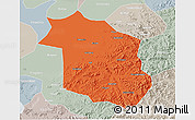 Political 3D Map of Haicheng, lighten, semi-desaturated