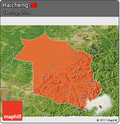Political 3D Map of Haicheng, satellite outside