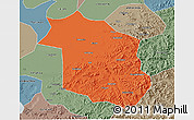 Political 3D Map of Haicheng, semi-desaturated