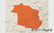 Political 3D Map of Haicheng, shaded relief outside