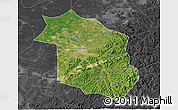 Satellite 3D Map of Haicheng, darken, desaturated