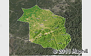 Satellite 3D Map of Haicheng, darken, semi-desaturated