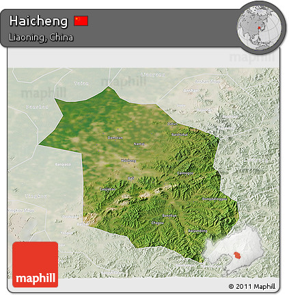 Satellite 3D Map of Haicheng, lighten