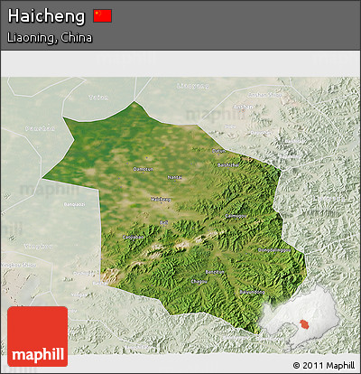 Satellite 3D Map of Haicheng, lighten