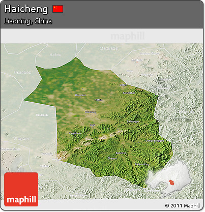 Satellite 3D Map of Haicheng, lighten