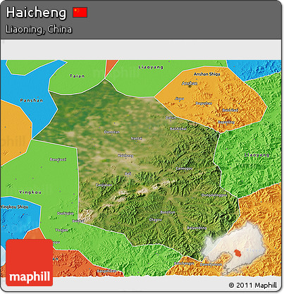 Satellite 3D Map of Haicheng, political outside