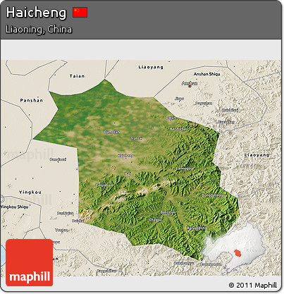 Satellite 3D Map of Haicheng, shaded relief outside