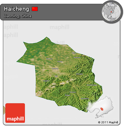 Satellite 3D Map of Haicheng, single color outside