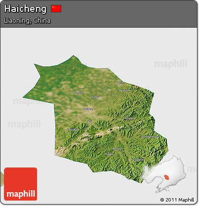 Satellite 3D Map of Haicheng, single color outside