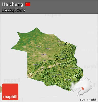 Satellite 3D Map of Haicheng, single color outside